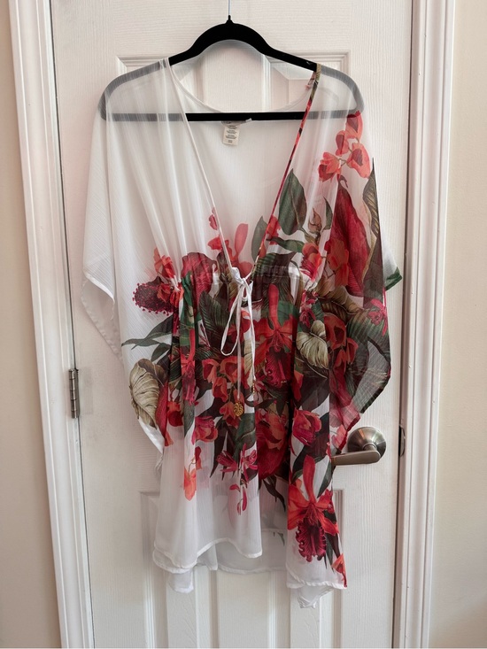 Rob Beattie Other - BLEU ROD BEATTIE Caftan Floral Sheer Swim Cover Up Size Large